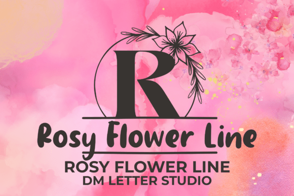 Rosy Flower Line Monogram: A Delicate Display Font for Digital Brands